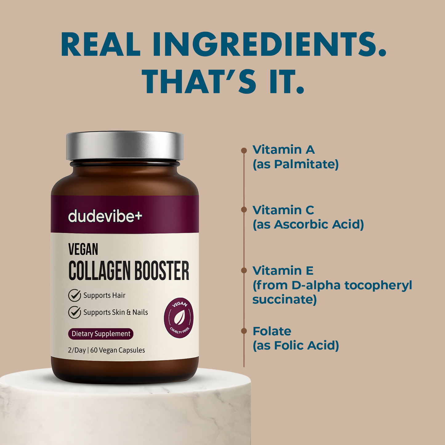 Dude Vibe Vegan Collagen Booster Supplement