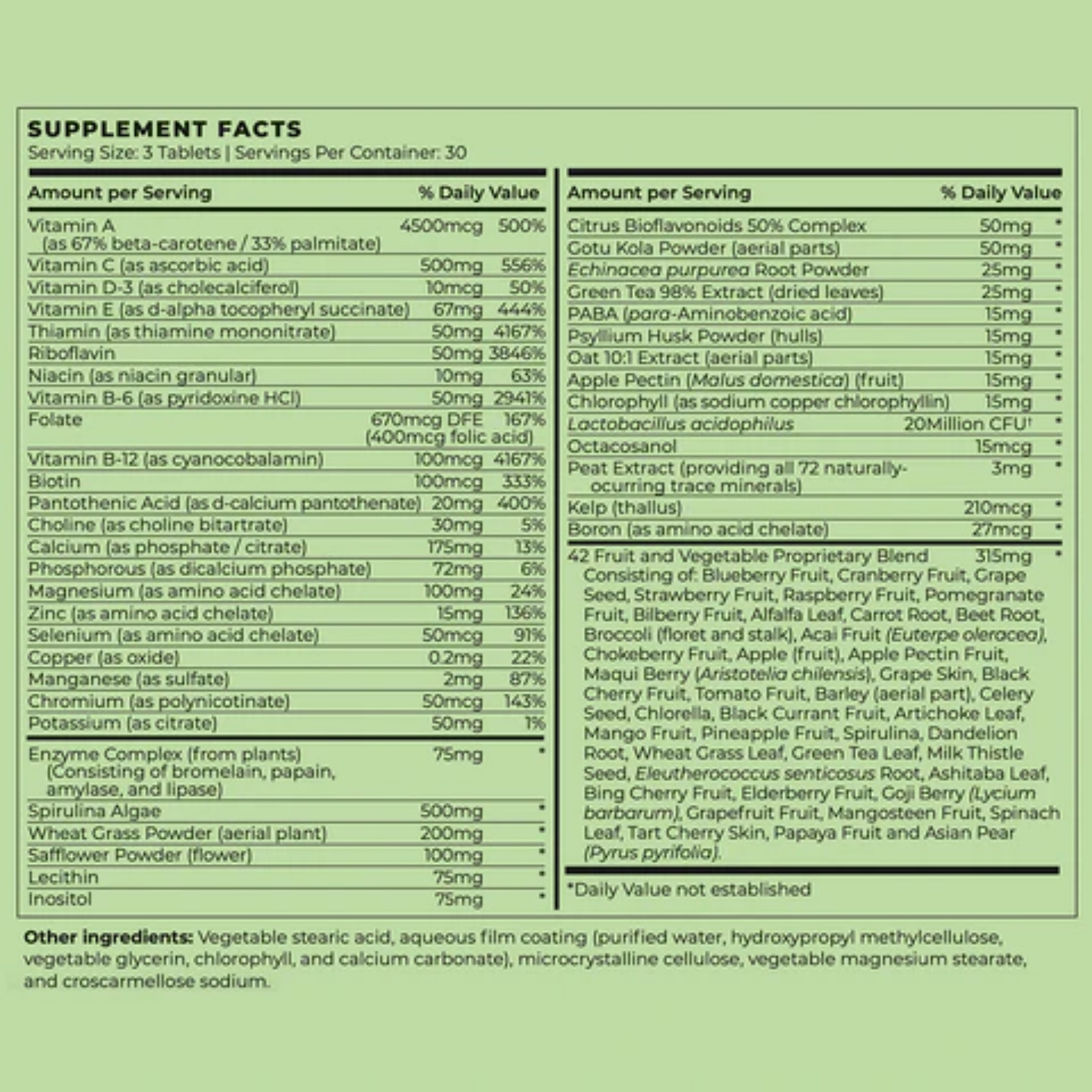 Dude Vibe Vegan Complete Multivitamin (Vitamins + Probiotic + Enzymes)