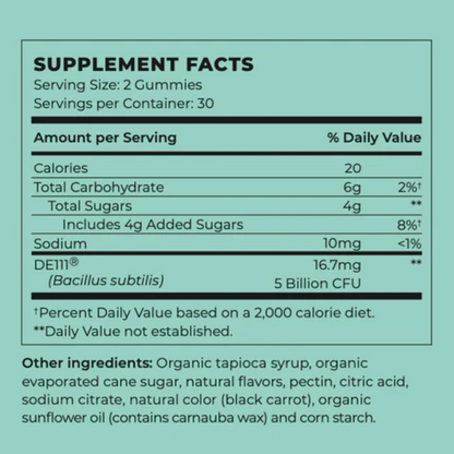 Dude Vibe Organic Vegan Probiotic Gummies: Gas & Bloating Relief