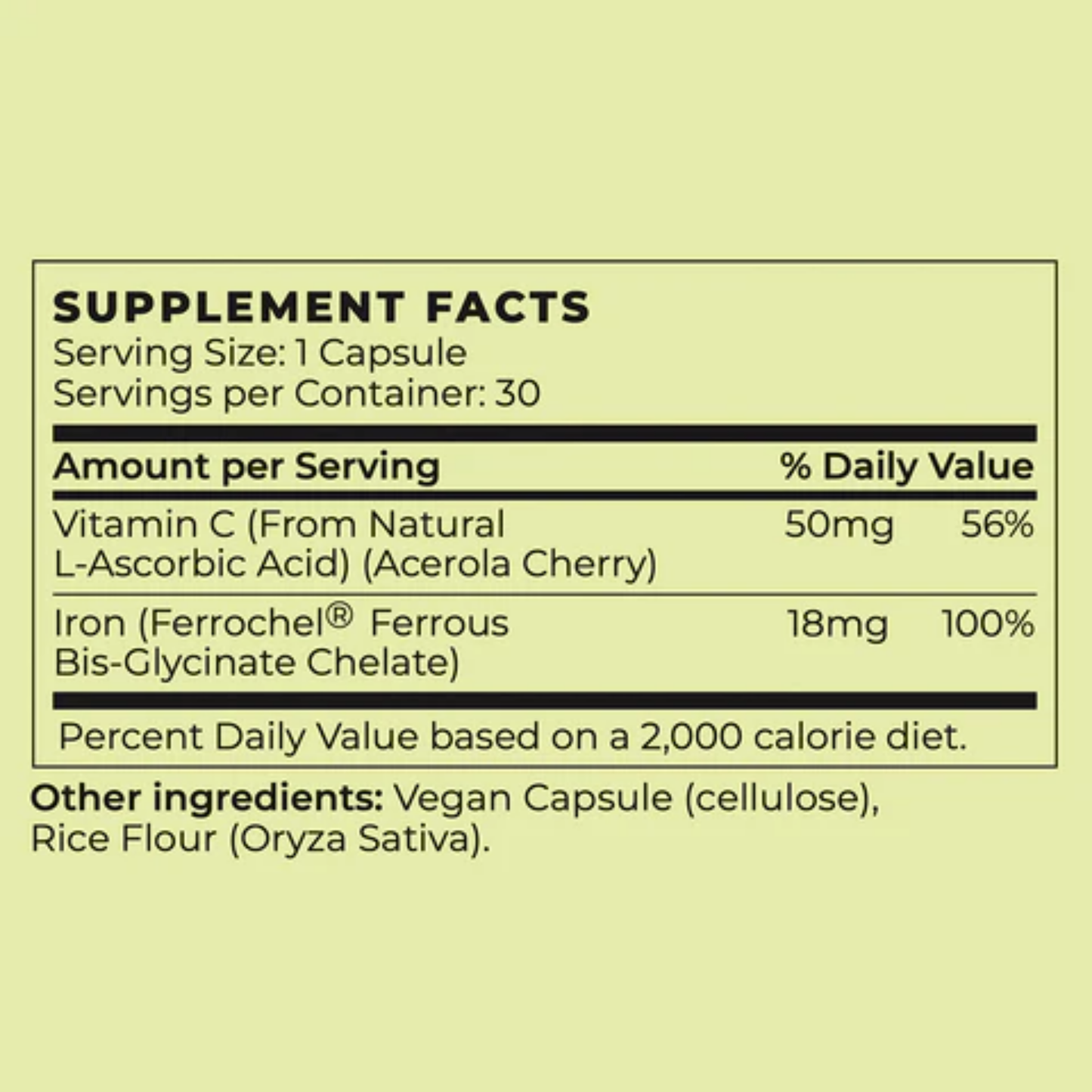 Dude Vibe Vegan Iron Supplement with Natural Vitamin C