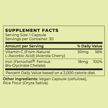 Dude Vibe Vegan Iron Supplement with Natural Vitamin C